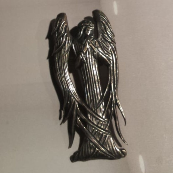 M&M Sterling Jewelry - Art Deco Dark Angel Sterling Silver Brooch Pendant